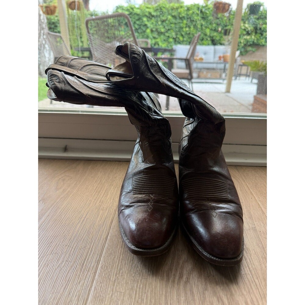 Men's Vintage Cowboy Boots Dan Post Size 9.5B Style 6683 Brown Made In Spain